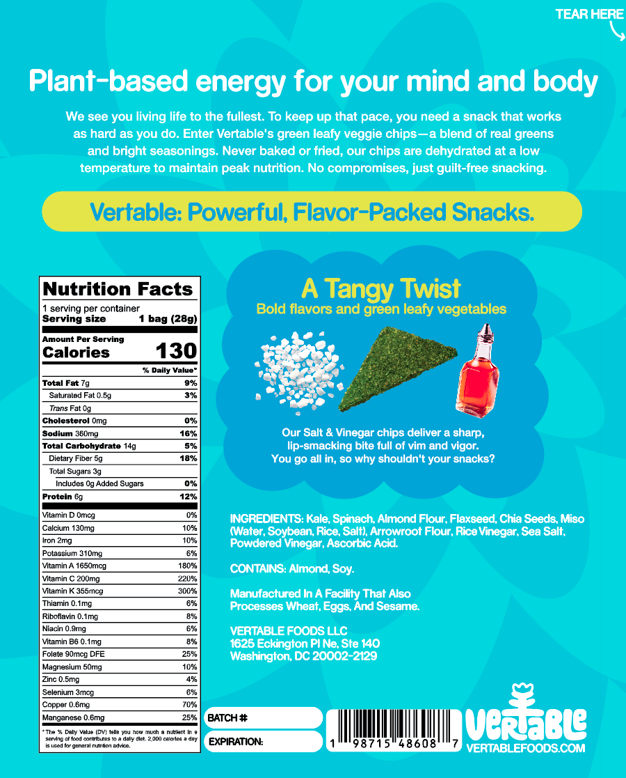 Salt & Vinegar Green Leafy Veggie Chips - Pack of 12