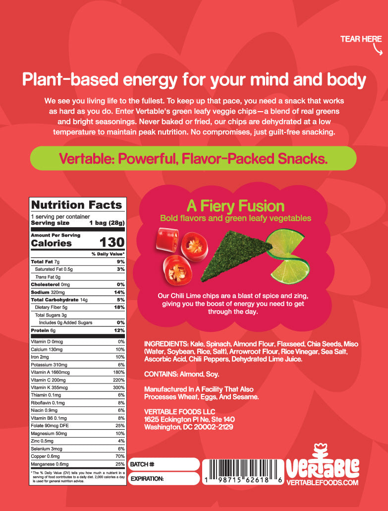 Chili Lime Green Leafy Veggie Chips - Pack of 12